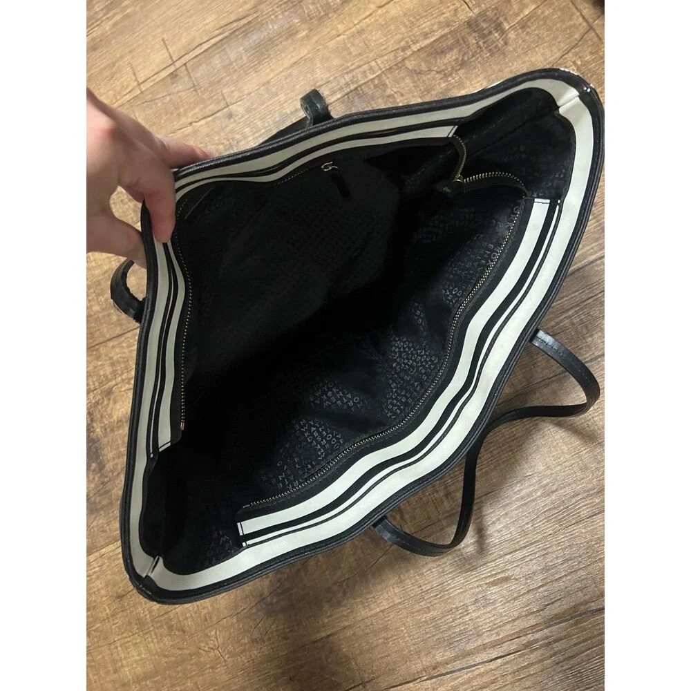 Kate Spade striped leather black and white tote bag
